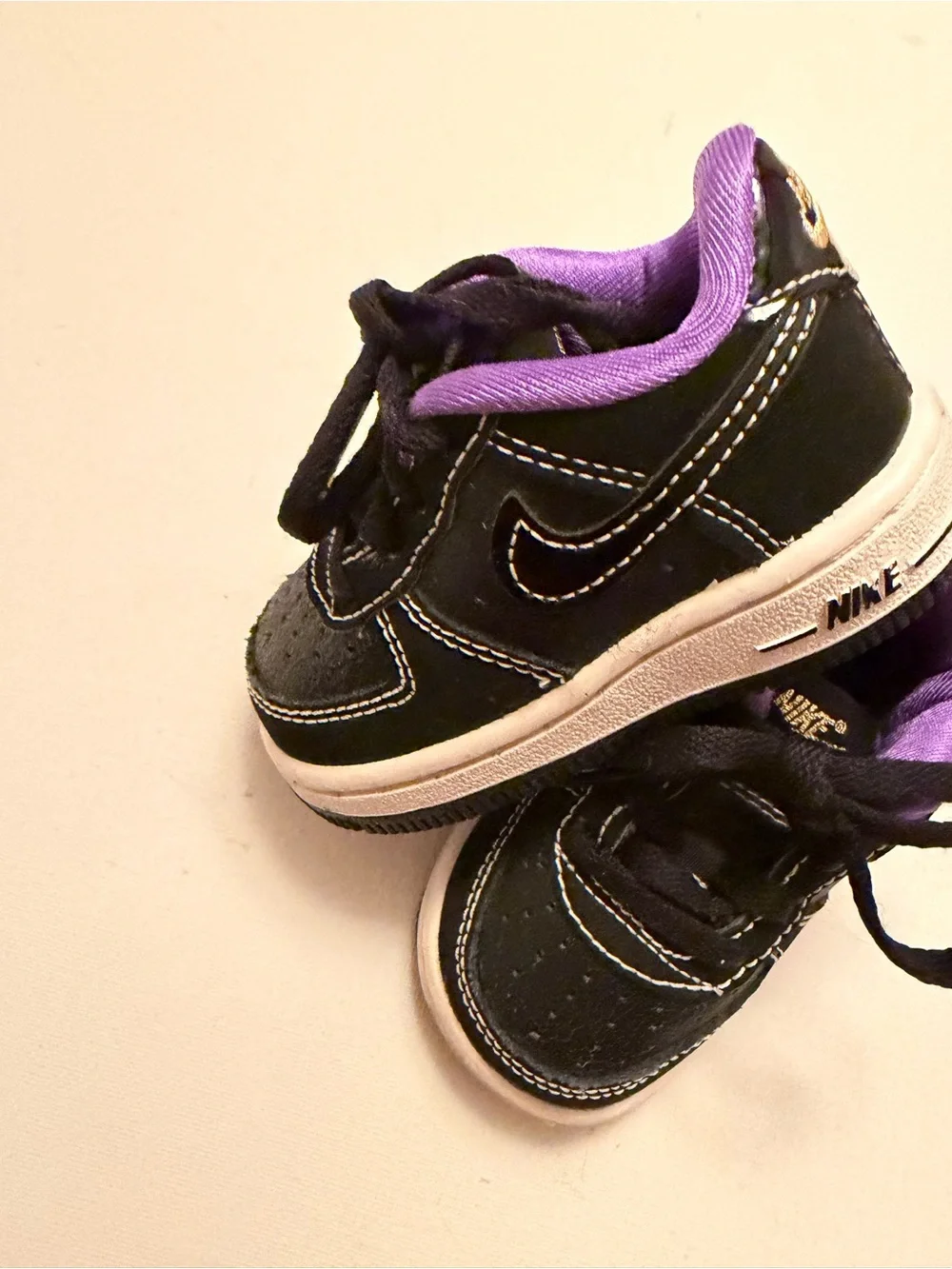 Kids Black and Purple Lace-Up Sneakers